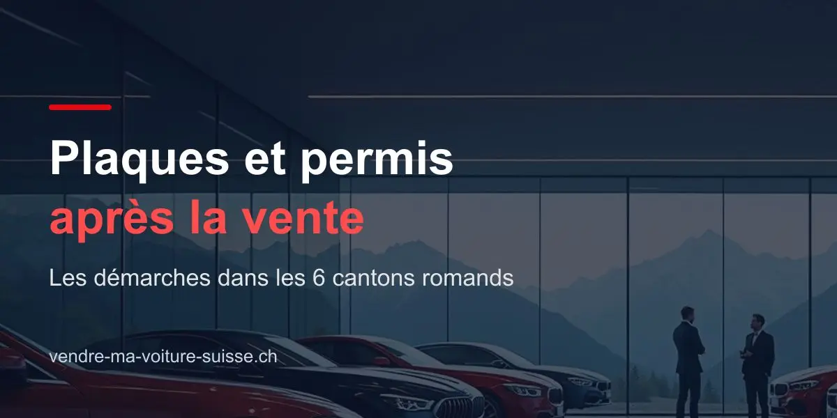 Showroom automobile avec le titre « Plaques et permis après la vente »