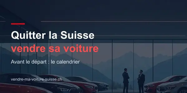 Showroom automobile avec le titre « Quitter la Suisse : vendre sa voiture »