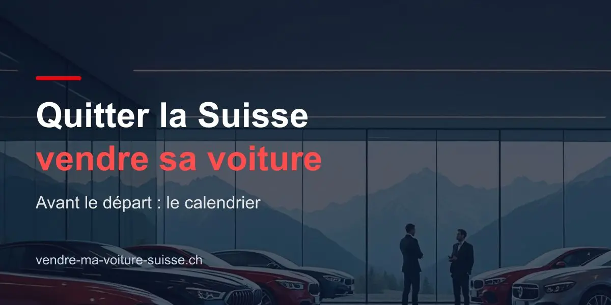 Showroom automobile avec le titre « Quitter la Suisse : vendre sa voiture »